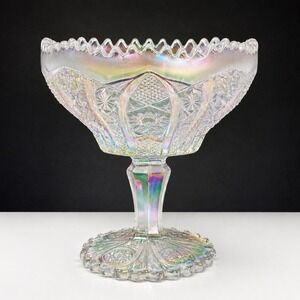 Vintage Imperial Glass Daisy & Button Iridescent Carnival Glass Open Compote 5"